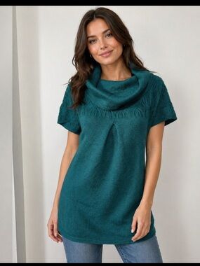 Design‎ History Teal Cowl Neck Sweater